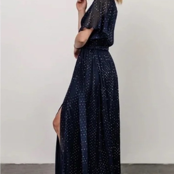 NWT Baltic Born Blue and Silver Speckle Short Sleeve Grace Sparkle Maxi Dress - Picture 4 of 9